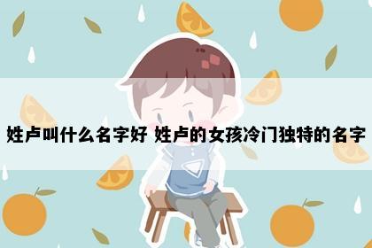 姓卢叫什么名字好 姓卢的女孩冷门独特的名字